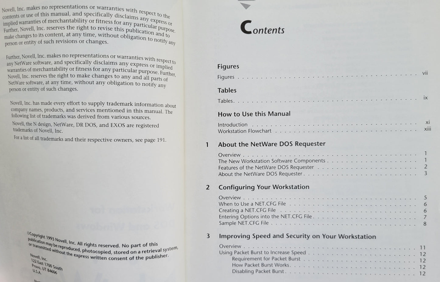 Vintage - NOVELL NetWare Workstation for DOS and Windows, 1993