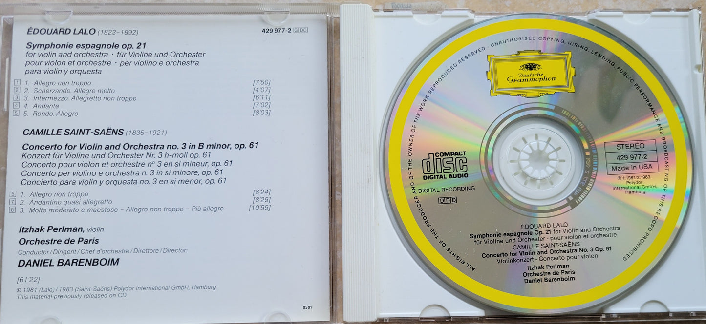 Music CD - Edouard Lalo: Symphonie Espagnole, Saint-Saens: Violin Concerto No. 3, 1983
