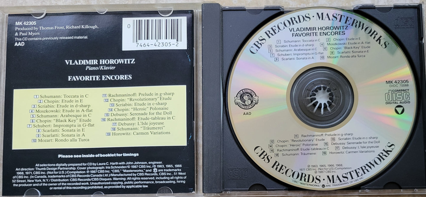 Music CD - Vladimir Horowitz Favorite Encores, 1987