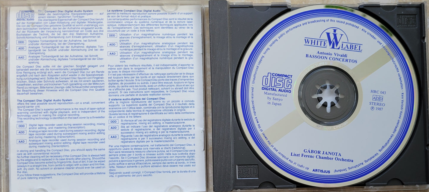 Music CD - Vivaldi: Bassoon Concertos, Gabor Janota, 1987