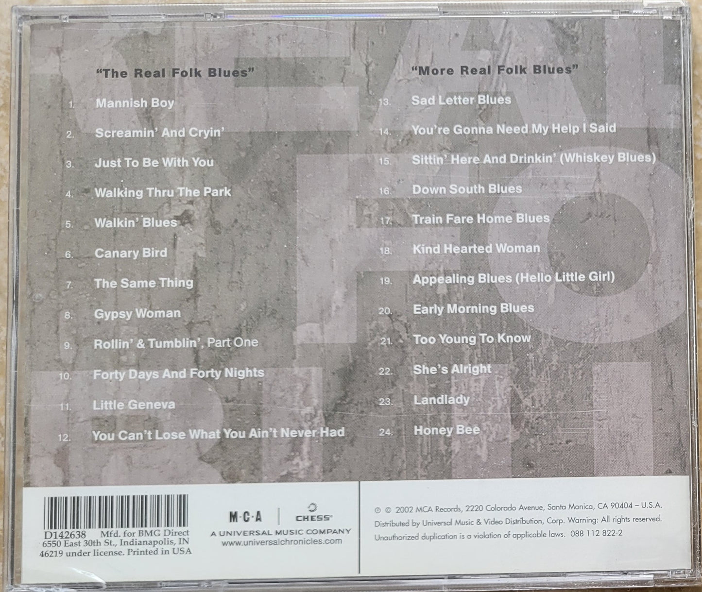 Music CD - Muddy Waters: The Real Folk Blues, MCA Records, 2002