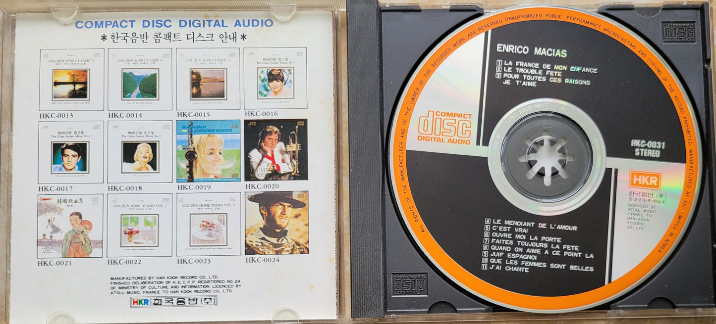 Music CD - Enrico Macias: La Franee De Mon Enfanee, Korean Included