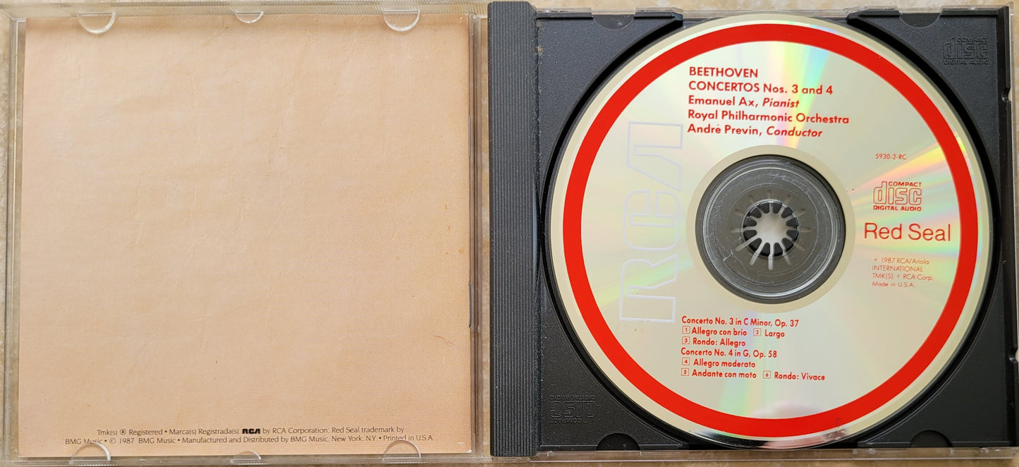 Music CD - Beethoven: Piano Concertos Nos. 3 & 4, Emanuel Ax, 1987