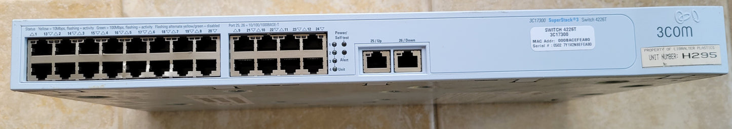 3COM SuperStack3 24-Port Manageable Switch 4226T, 3C17300, RJ-45 BaseT