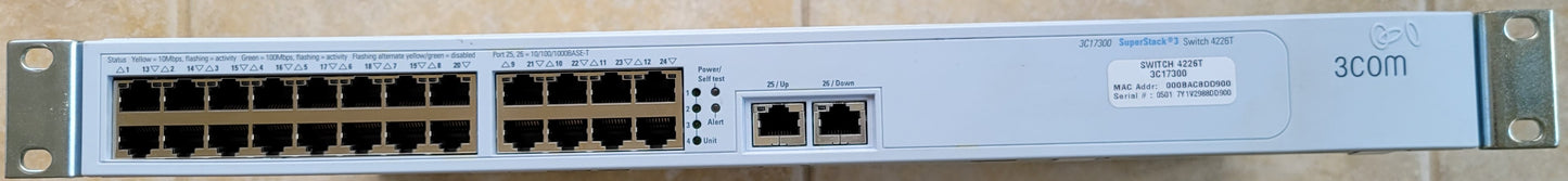 3COM SuperStack3 24-Port Manageable Switch 4226T, 3C17300, RJ-45 BaseT