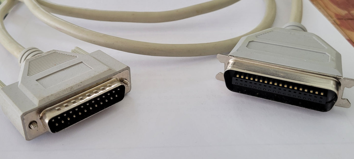 Parallel Printer Cable DB25 Male to Centronics 36-Pin Male, Gray, IEEE 1284