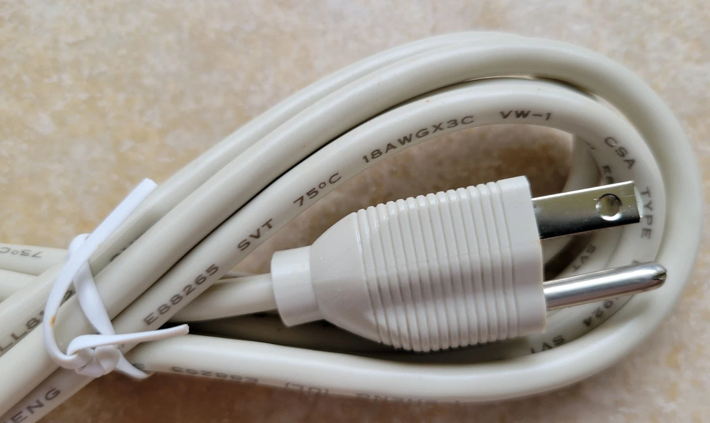 Computer Monitor Power Cord, 6 Feet, White