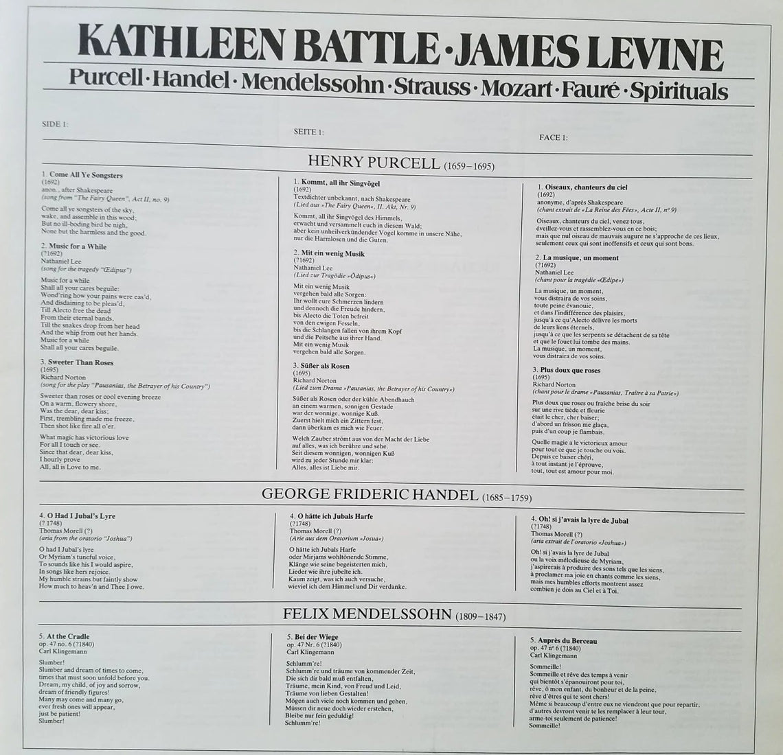 2. LP Record - Salzburg Recital: Kathleen Battle, James Levine