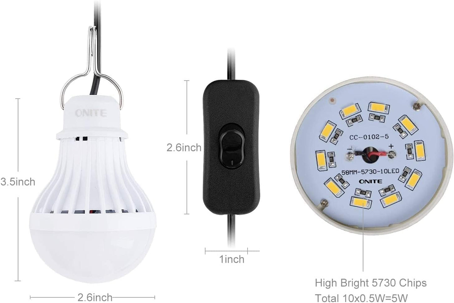 USB LED Light Bulb, Fits Most Portable Power Station & Solar Panel