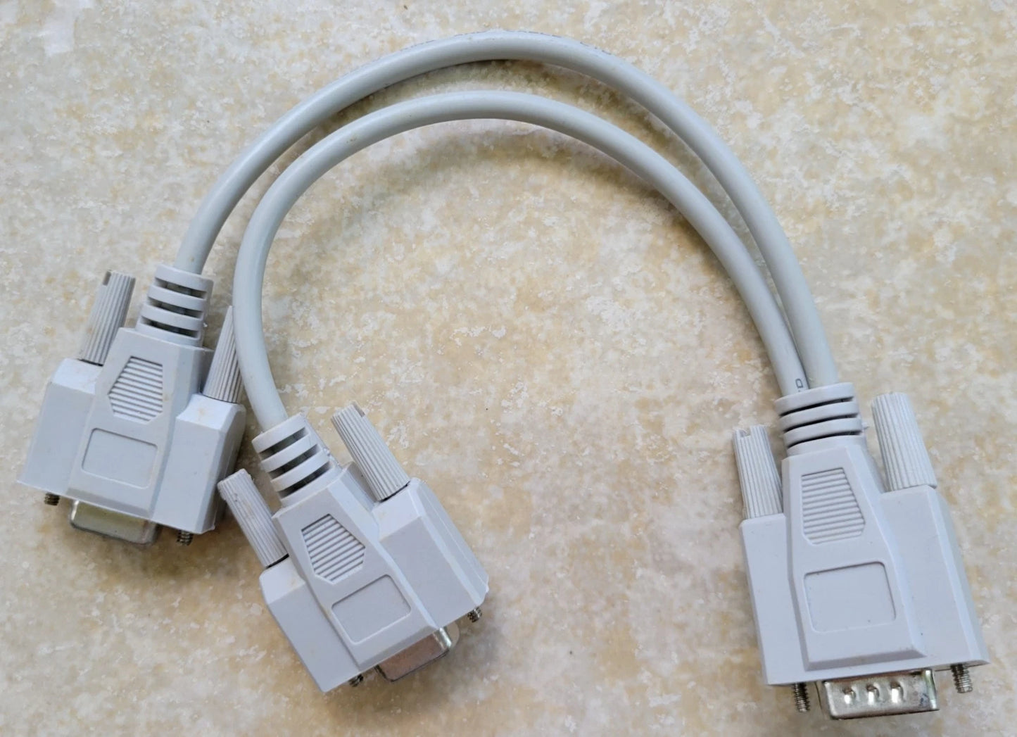 Two 15-Pin VGA Female to One 15-Pin Male Cable Adapter