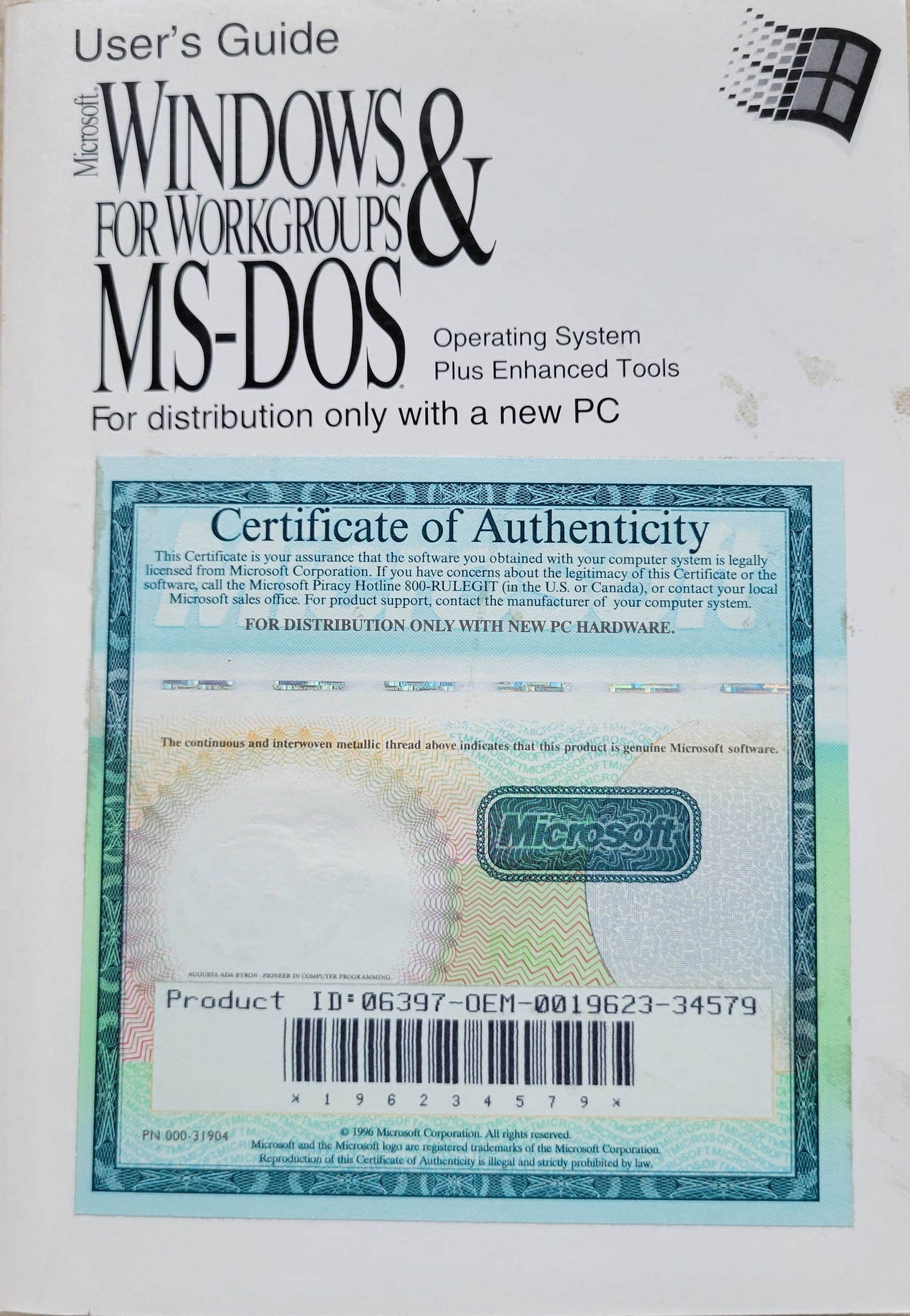 Vintage - Microsoft Windows for Workgroups & MS-DOS User's Guide, 1996