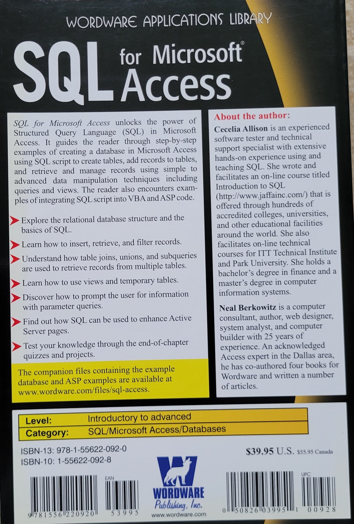 Vintage - SQL for Microsoft Access - Paperback