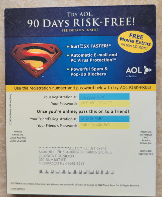 Vintage - AOL Superman Returns Marketing CD Case (No CD)