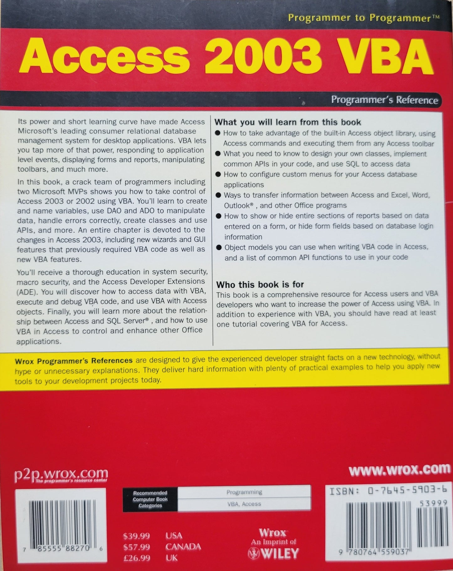 Microsoft Access 2003 VBA Programmer's Reference