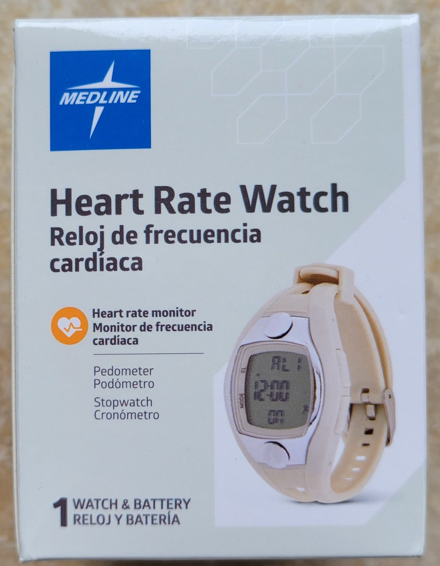 Medline Heart Rate Watch Monitor Pedometer Stopwatch