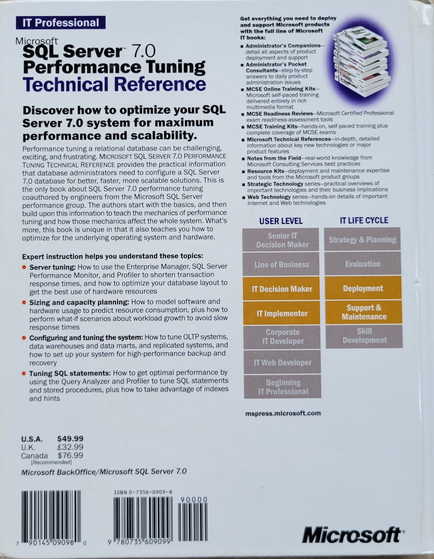 Vintage - Microsoft SQL Server 7.0 Performance Tuning Technical Reference