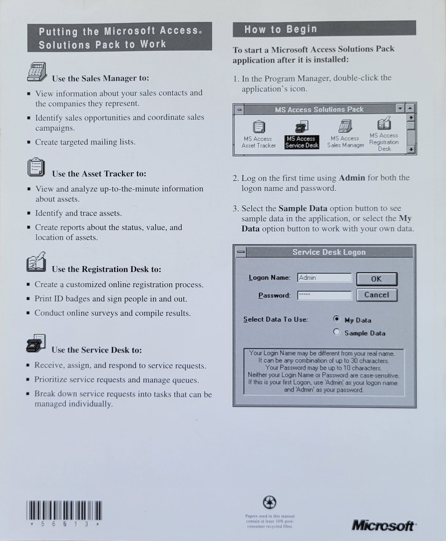 Sold: Vintage - Microsoft Access Solutions Pack User's Guide