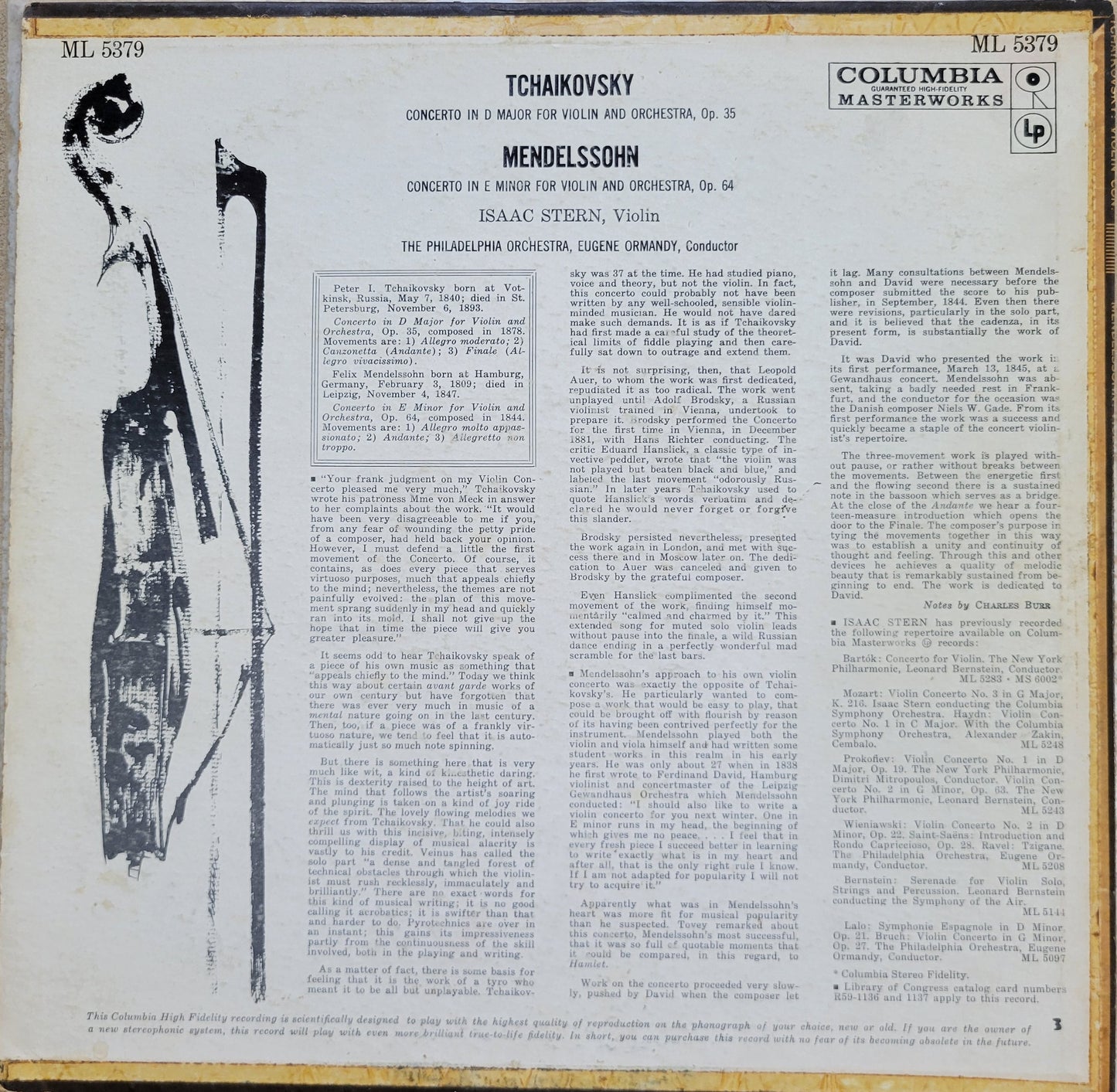 LP Record - Isaac Stern: Tchaikovsky and Mendelssohn