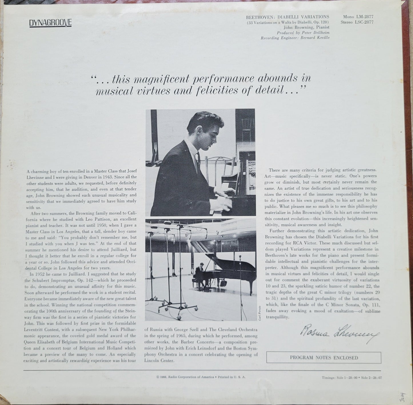 LP Record - John Browning: Beethoven, Diabelli Variations