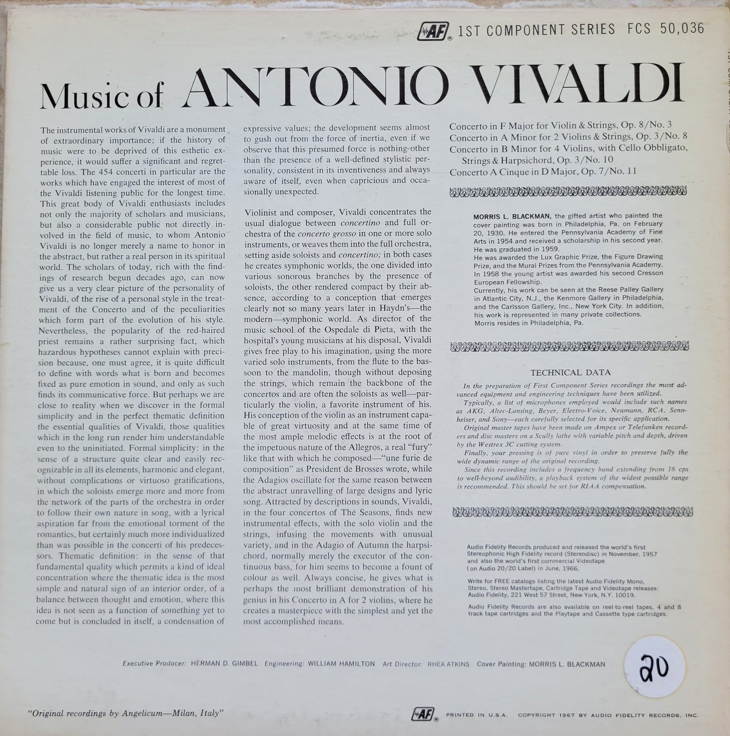LP Record - Antonio Vivaldi: Concerto in Violin and Strings No. 3, 8