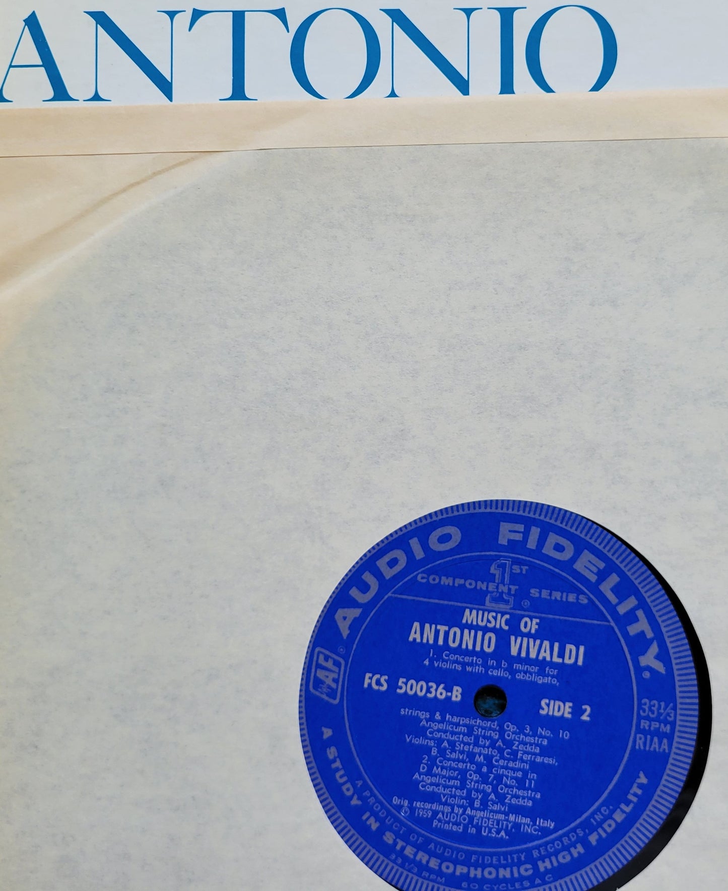 LP Record - Antonio Vivaldi: Concerto in Violin and Strings No. 3, 8