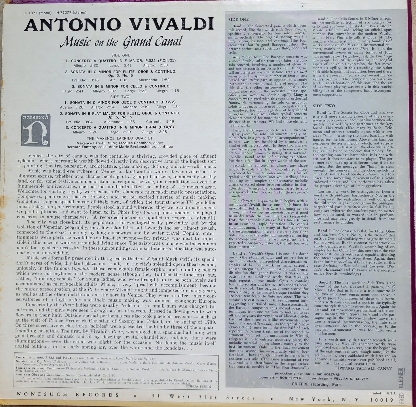 LP Record - Antonio Vivaldi: Music on the Grand Canal