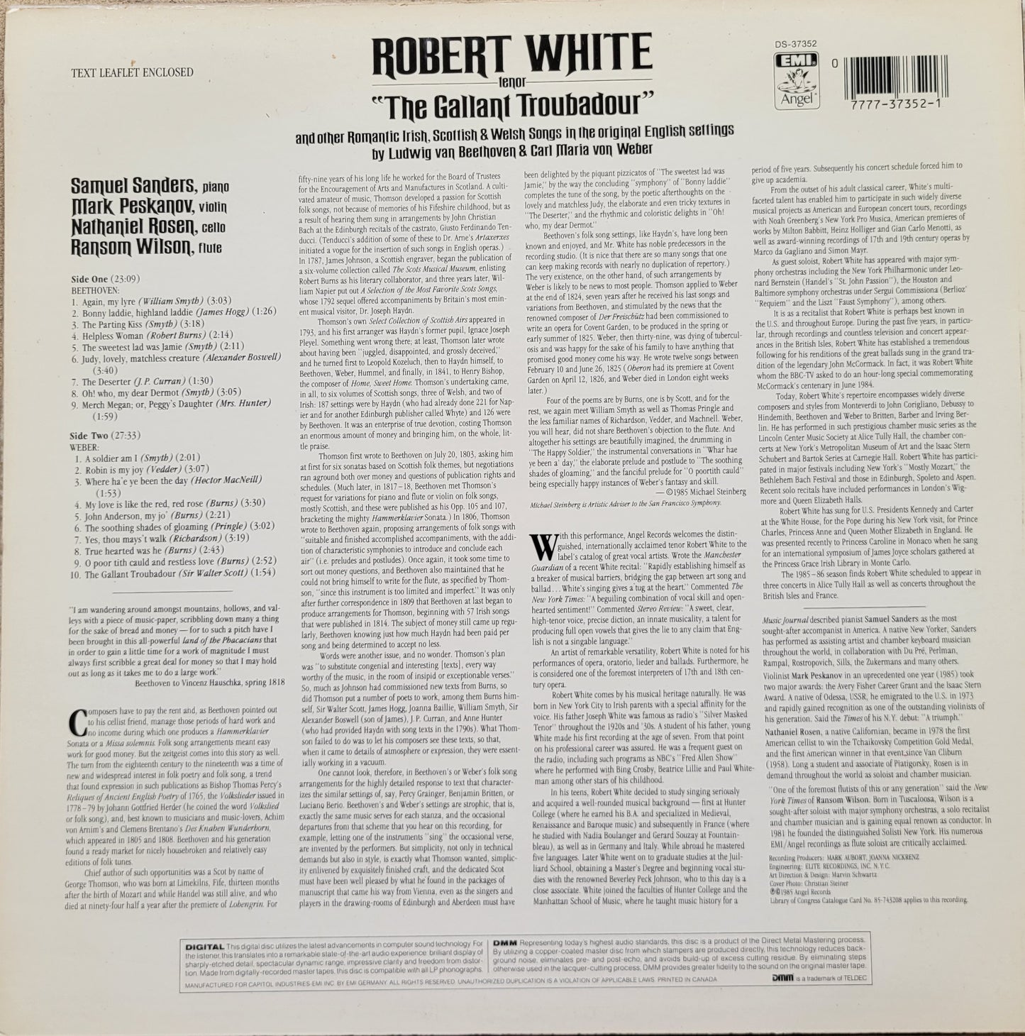 LP Record - Robert White (Tenor) The Gallant Troubadow