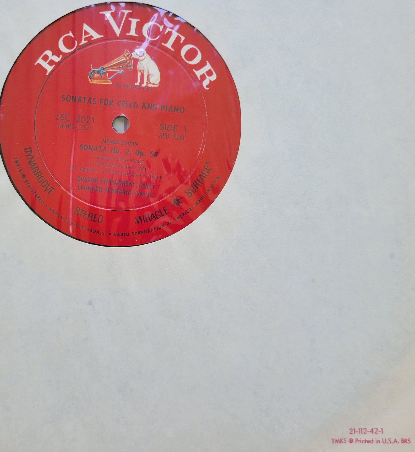 LP Record - Mendelssohn and R. Strauss: Piatigorsky Pennario