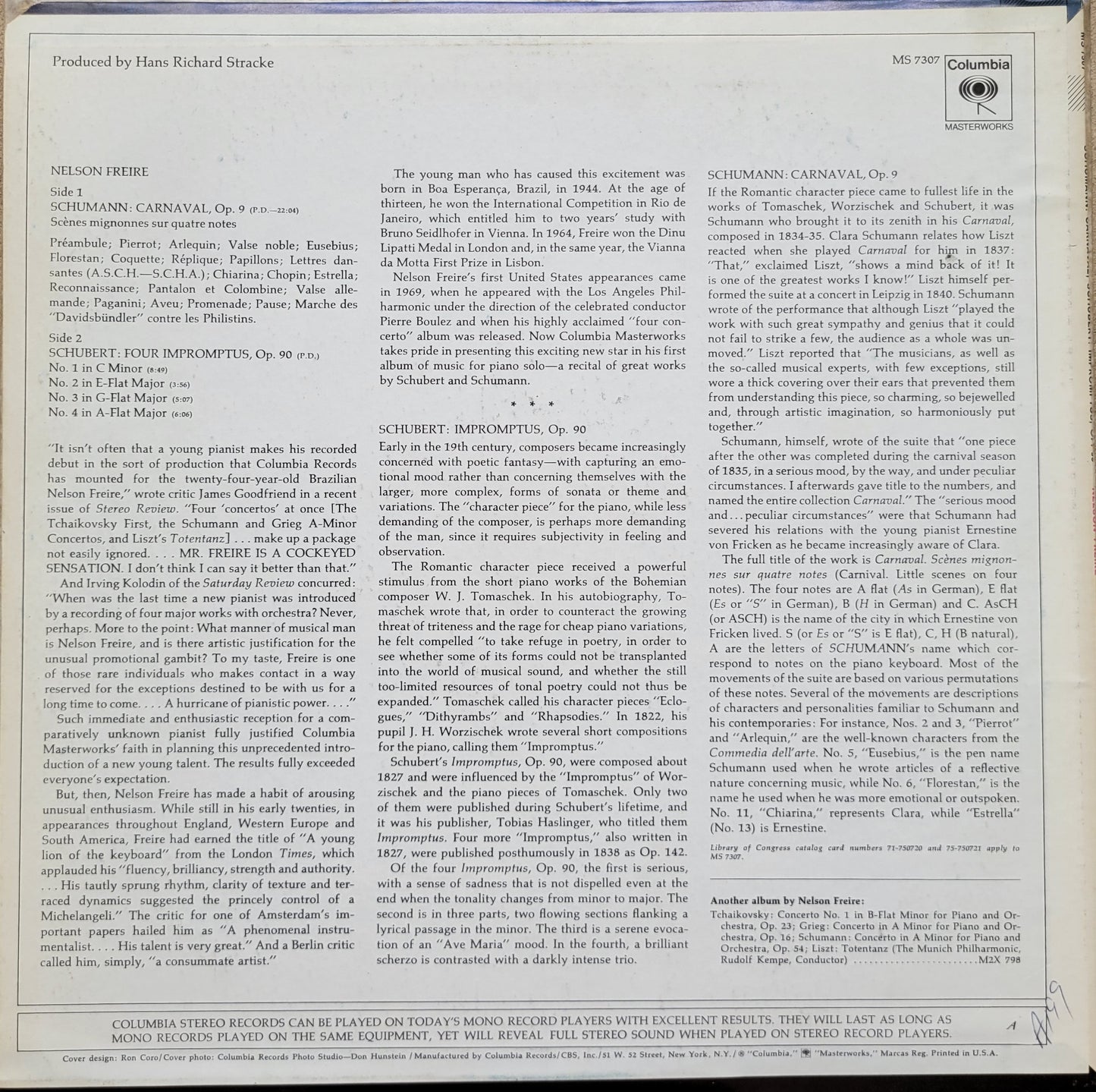 LP Record - Schumann: Carnaval, Schubert: Impromptus OP.90