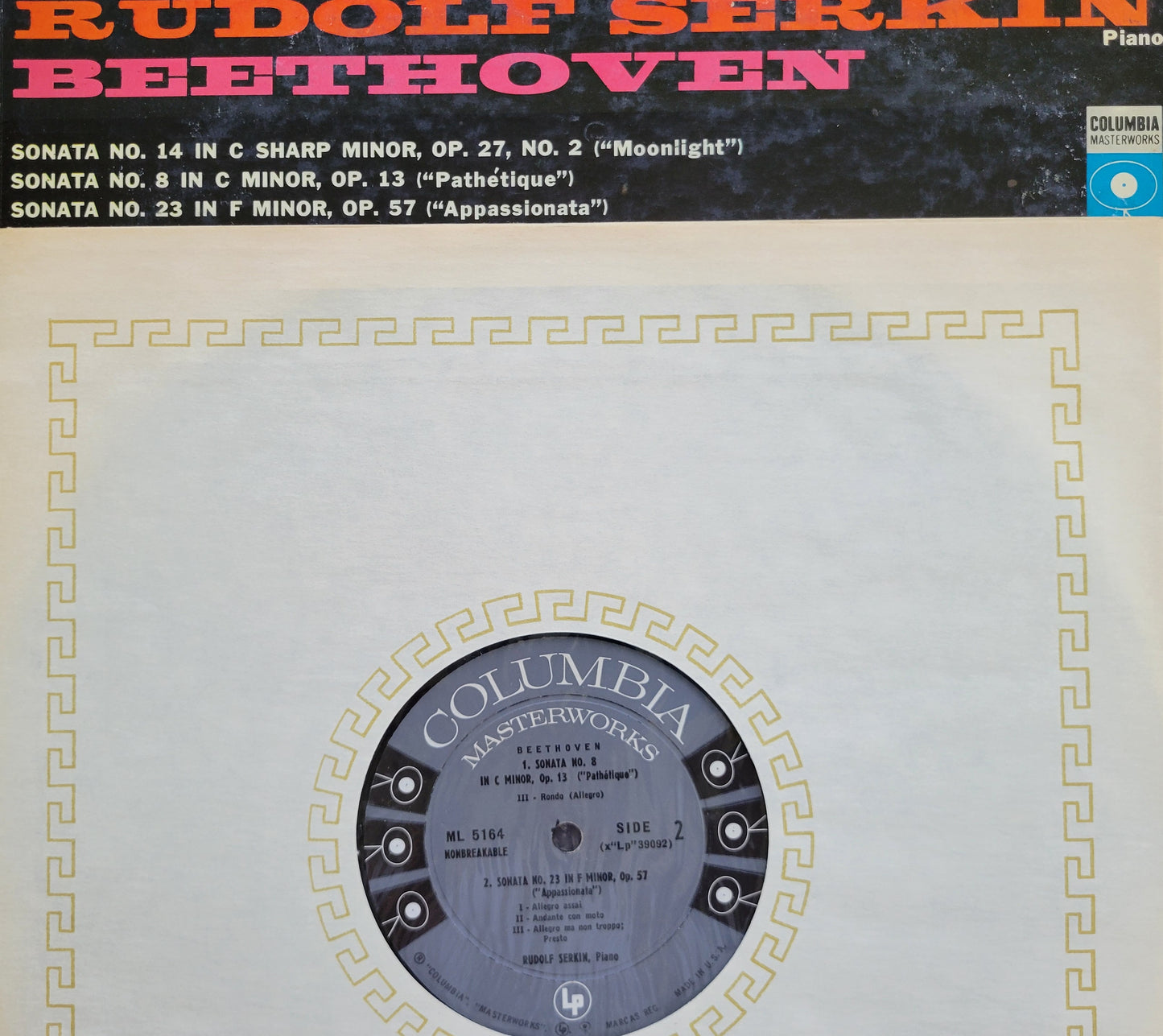 LP Record - Beethoven: Sonata, No. 14, No. 8, No. 23