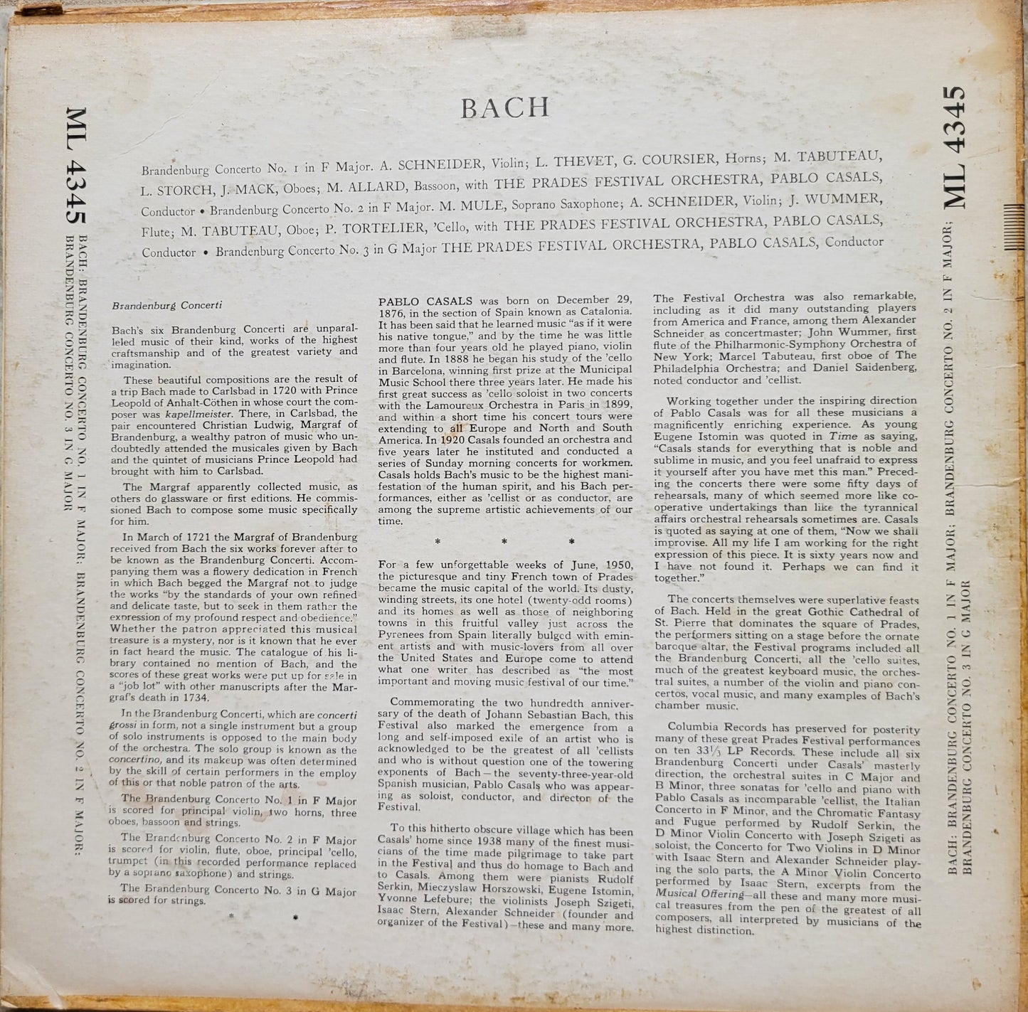 LP Record - Bach: Brandenburg Concerto No. 3