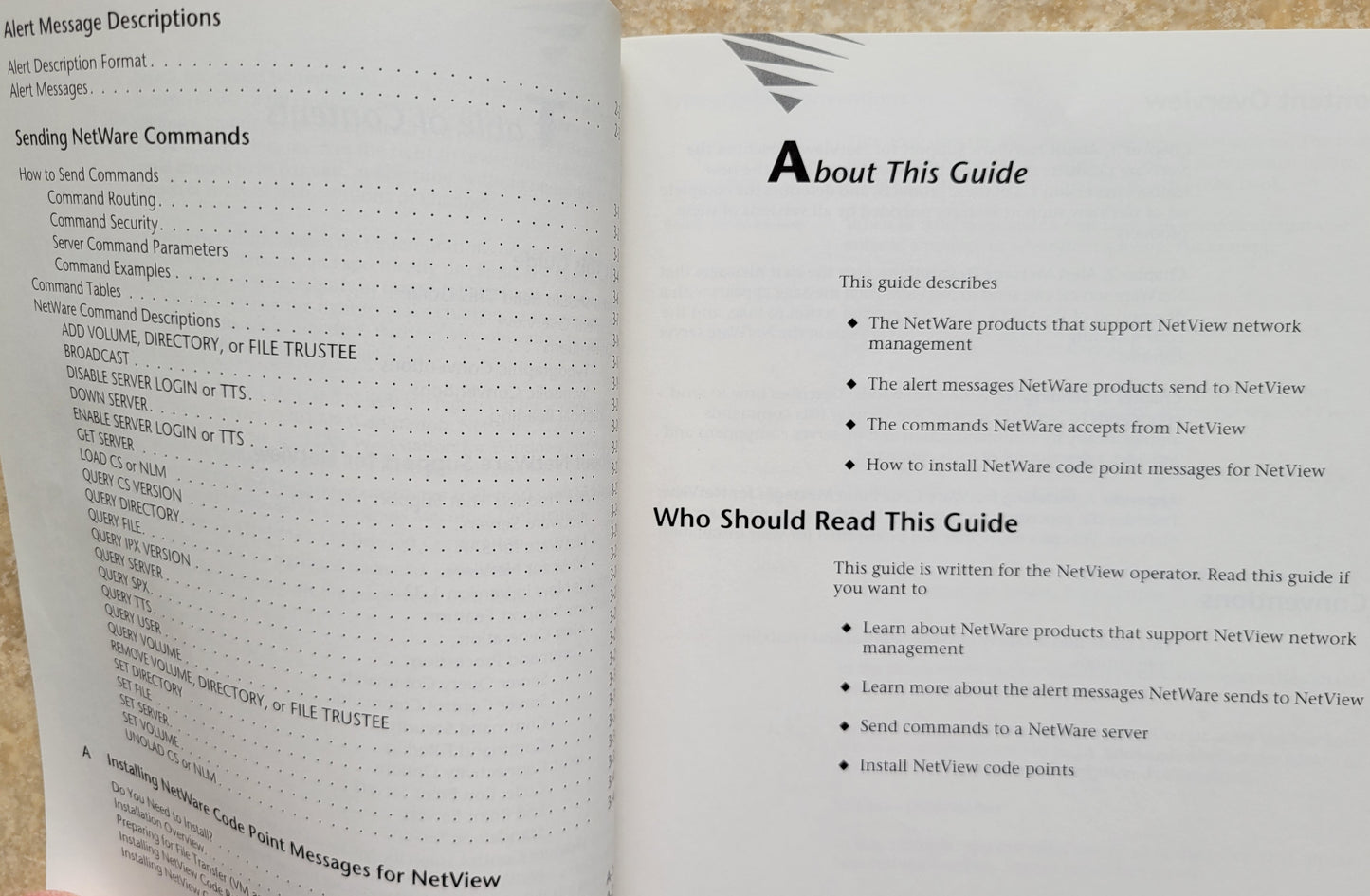 Vintage - NOVELL NetWare Reference Guide for NetView Operators