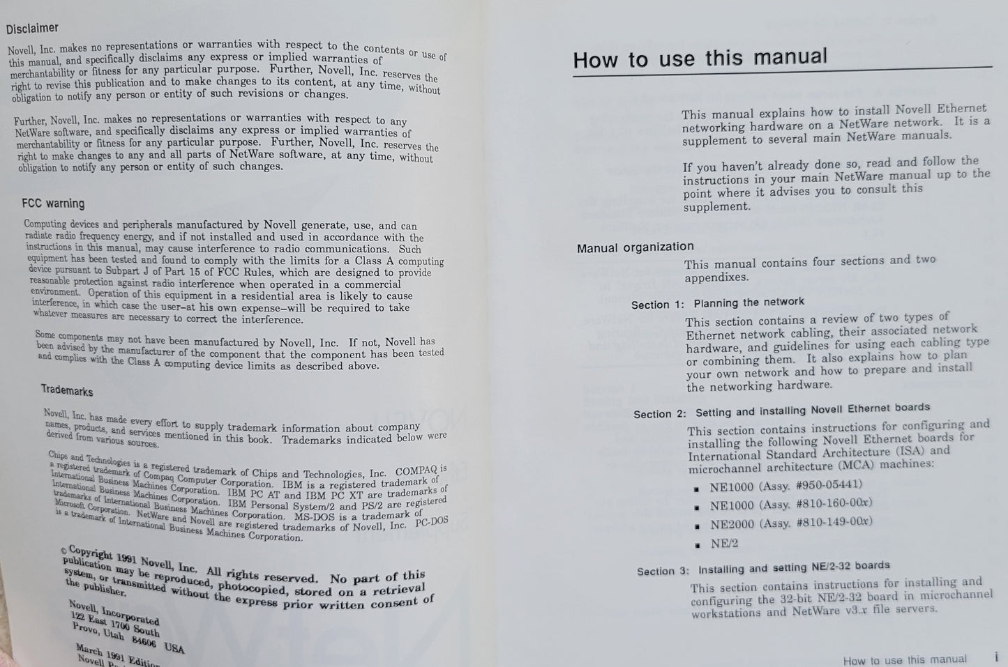 Vintage - NOVELL NetWare Installation Supplements