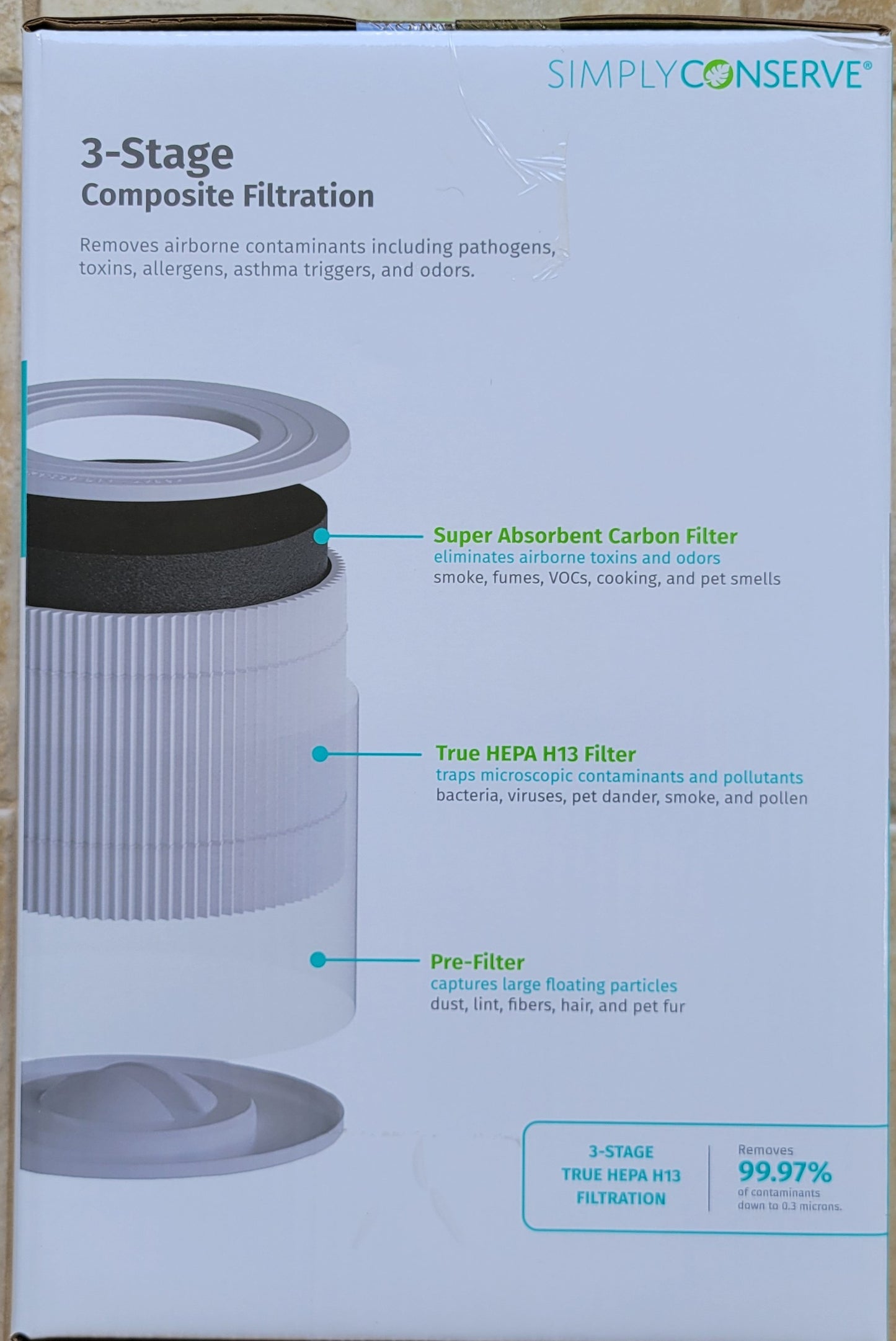 Simply Conserve Tabletop Air Purifier, Room Size: 180 sq. ft