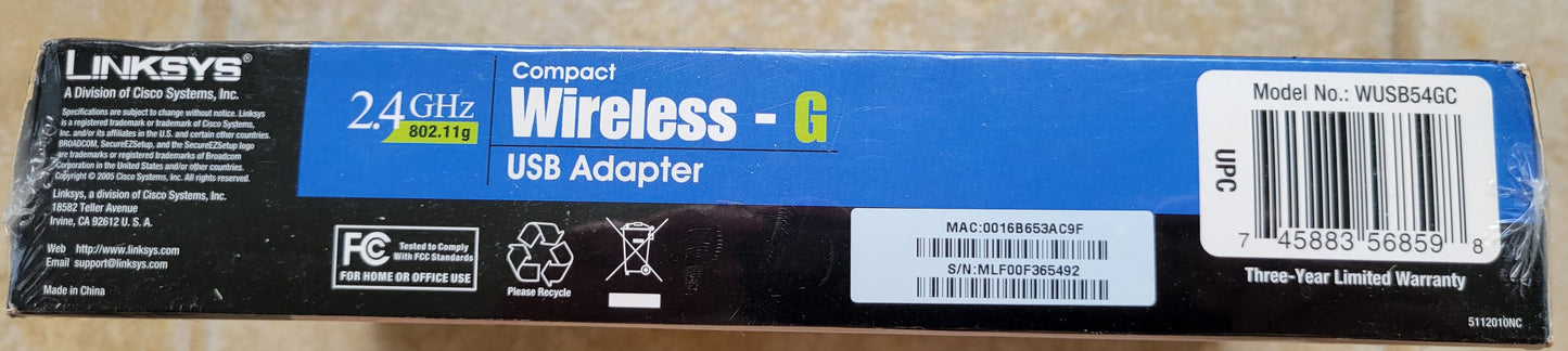 Linksys Compact Wireless-G USB Adapter