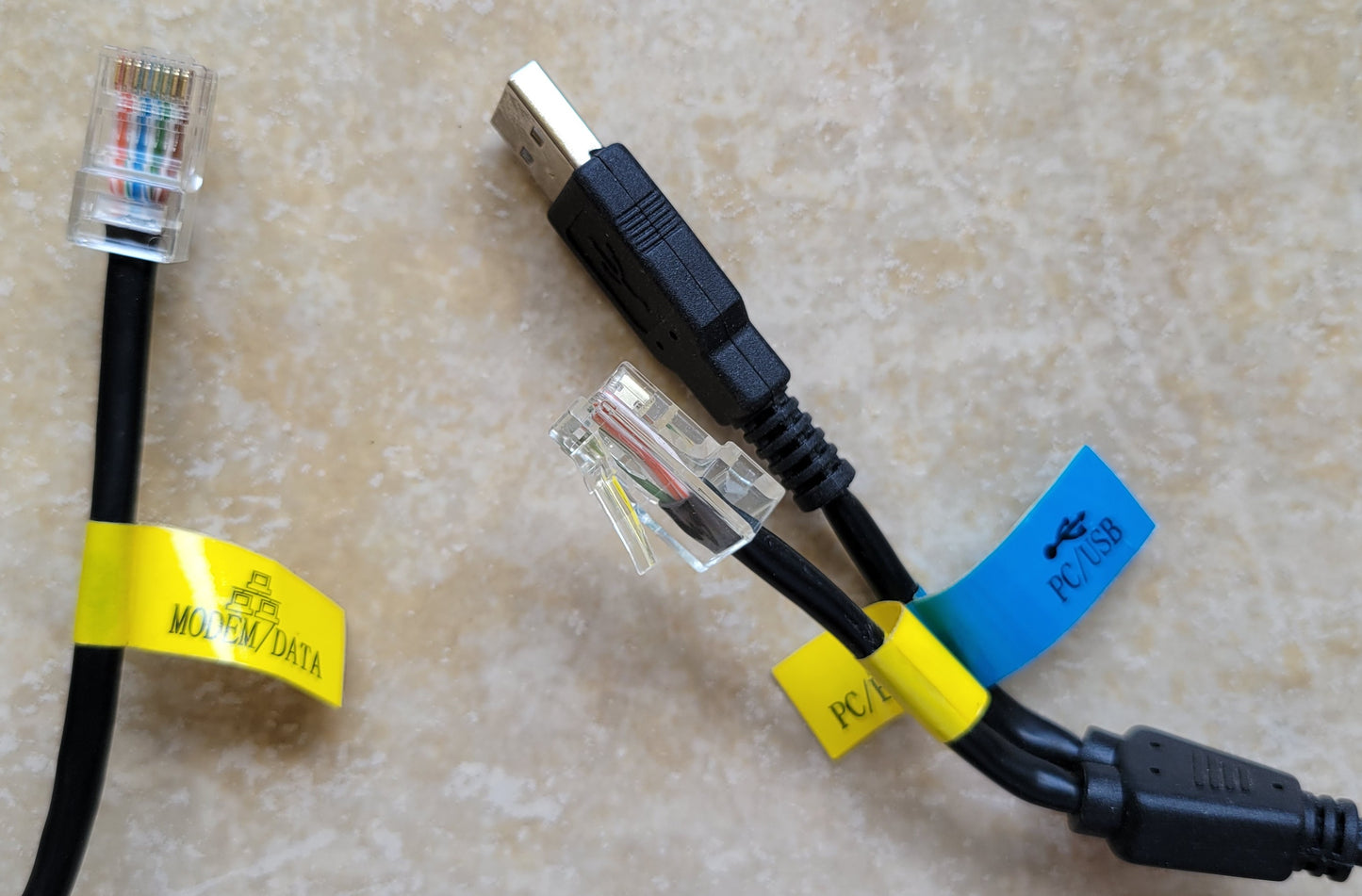 Two to One Combo Cable: (PC/Ethernet + PC/USB) and Modem/Data