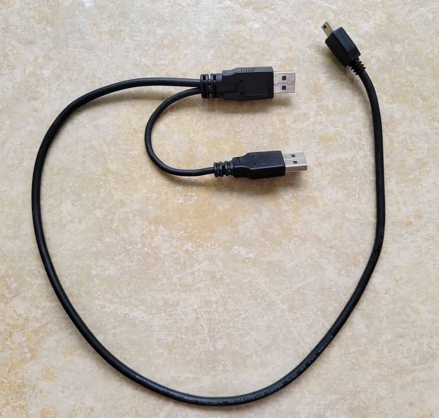 USB Type A to Mini USB Y-Splitter Cable
