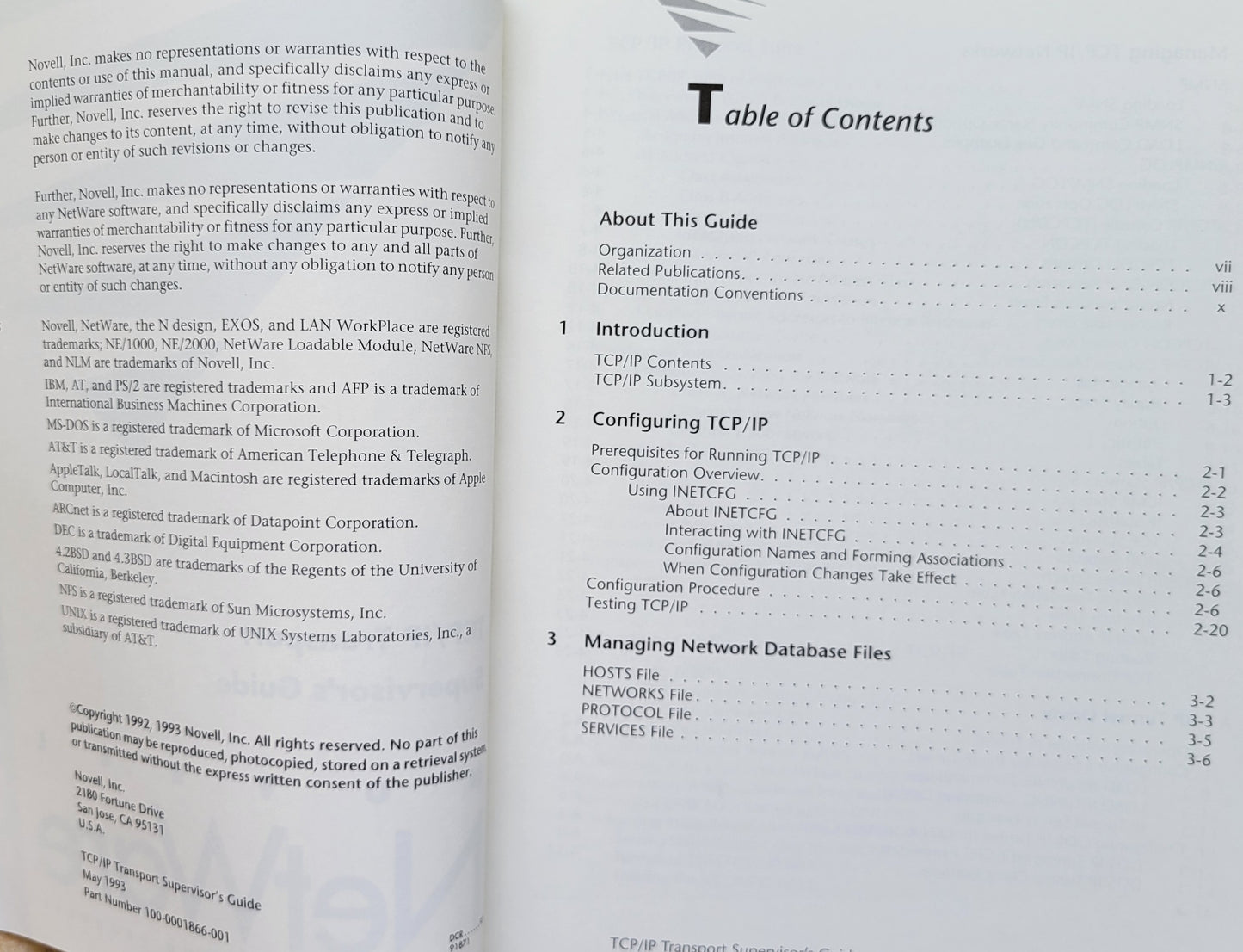 Vintage - NOVELL NetWare 3.12 TCP/IP Transport Supervisor's Guide