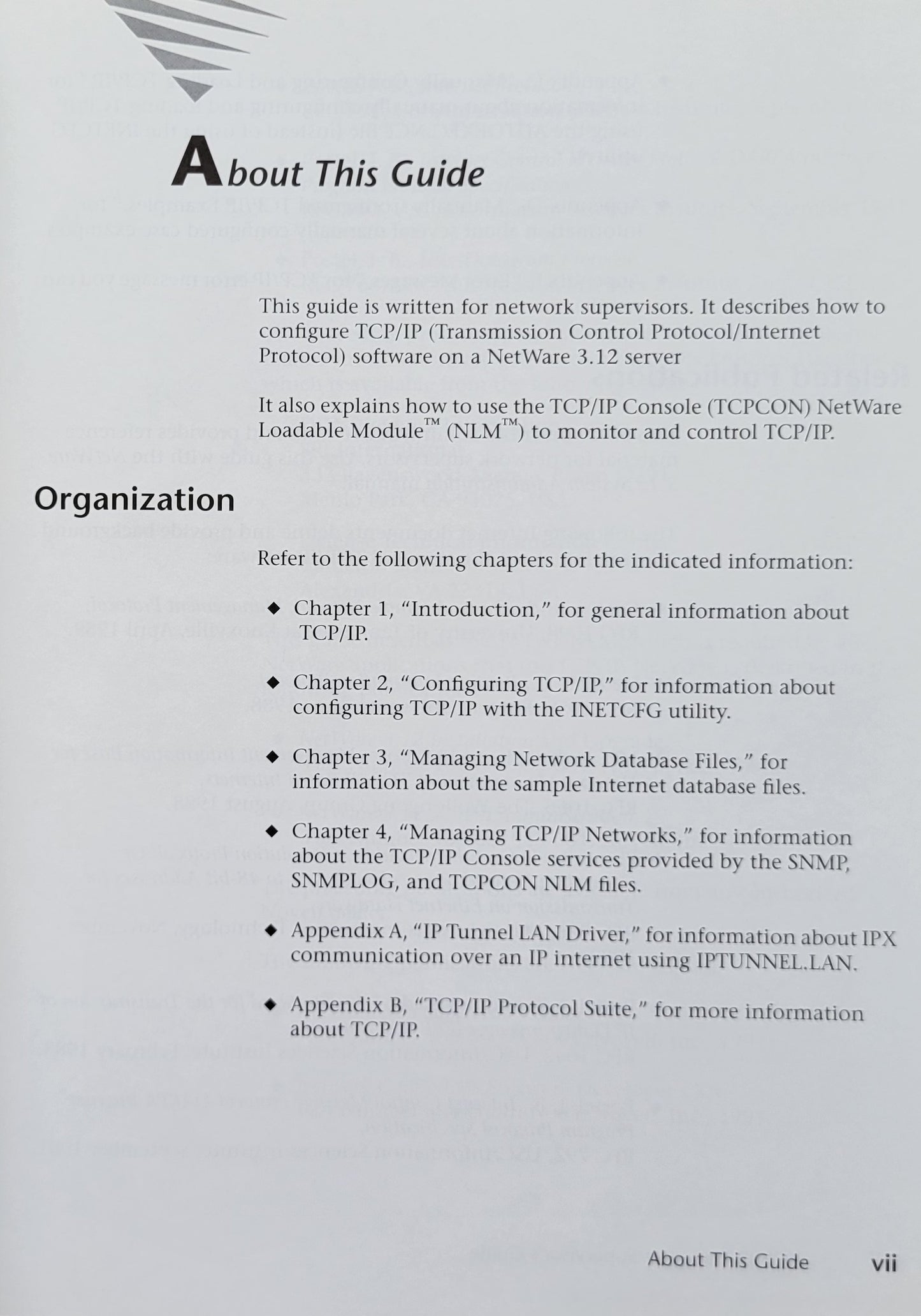 Vintage - NOVELL NetWare 3.12 TCP/IP Transport Supervisor's Guide