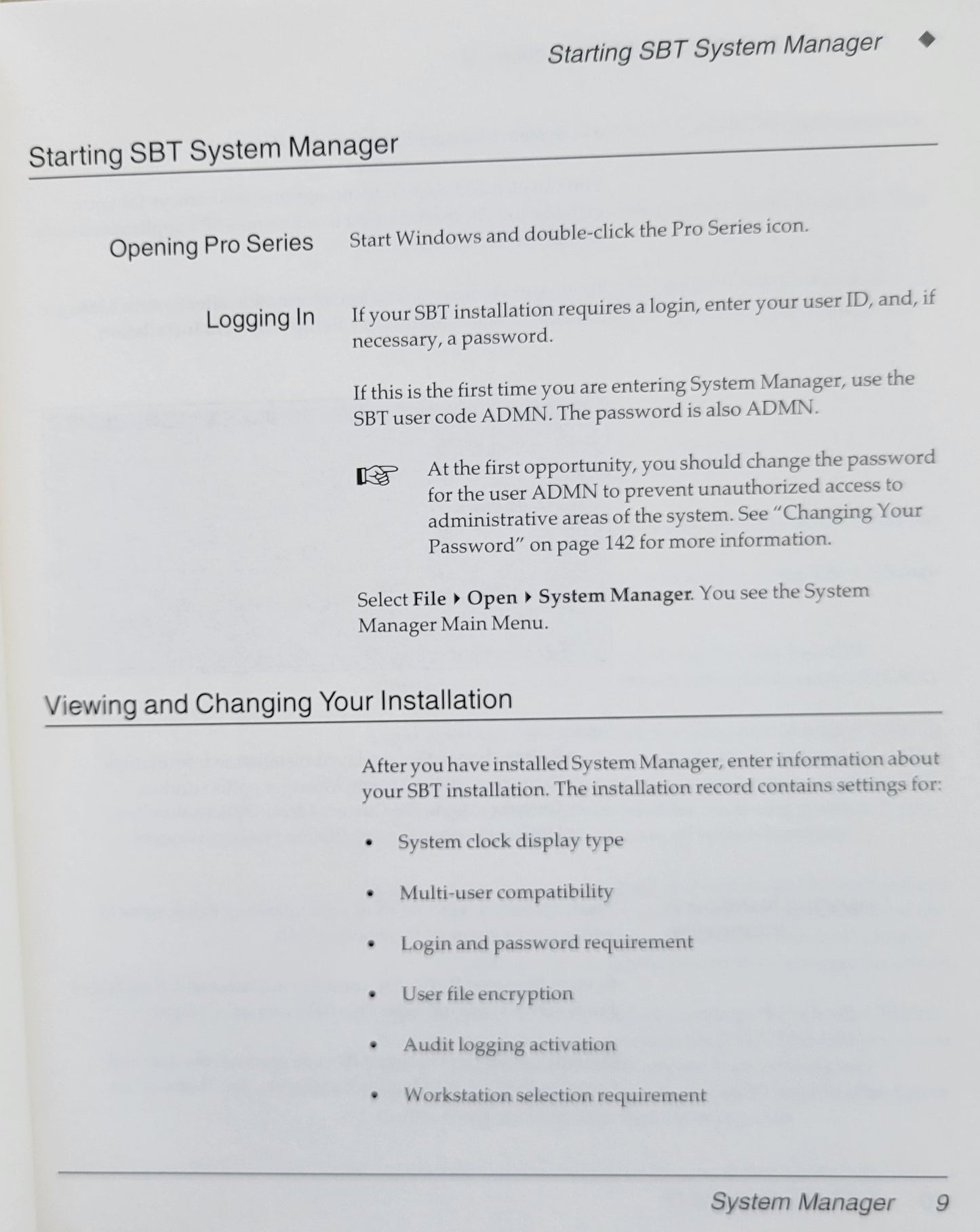 Vintage - SBT Pro Series 6.0 System Manager, 1999