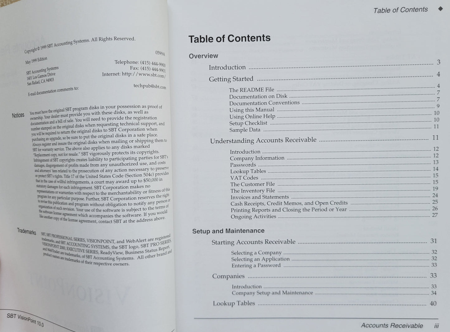 Vintage - SBT VisionPoint 10.0 Accounts Receivable