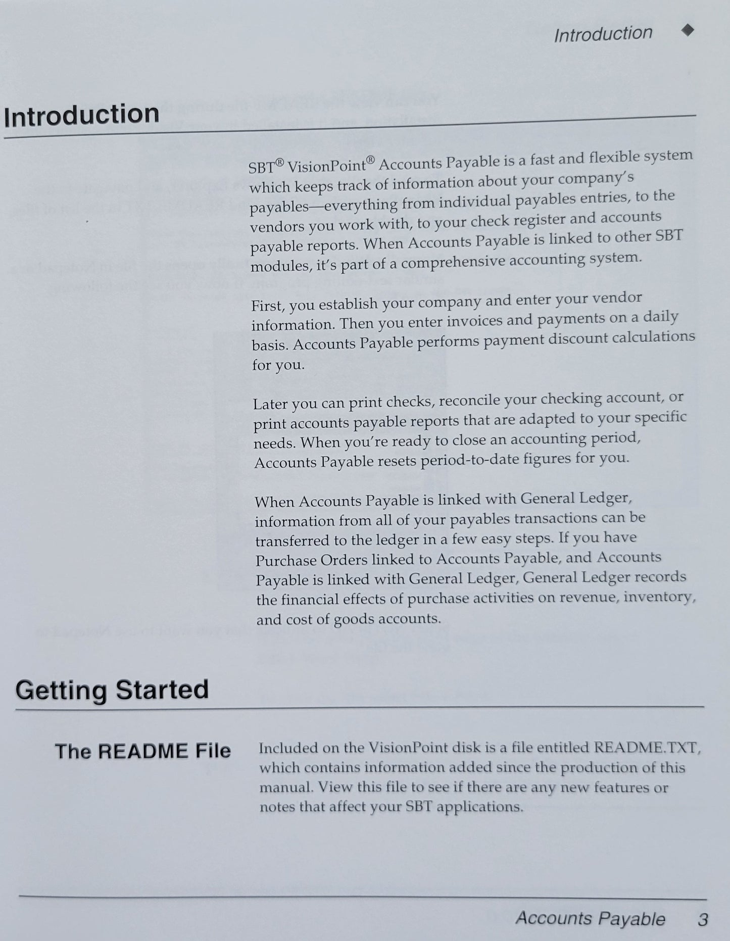 Vintage - SBT VisionPoint 10.0 Accounts Payable