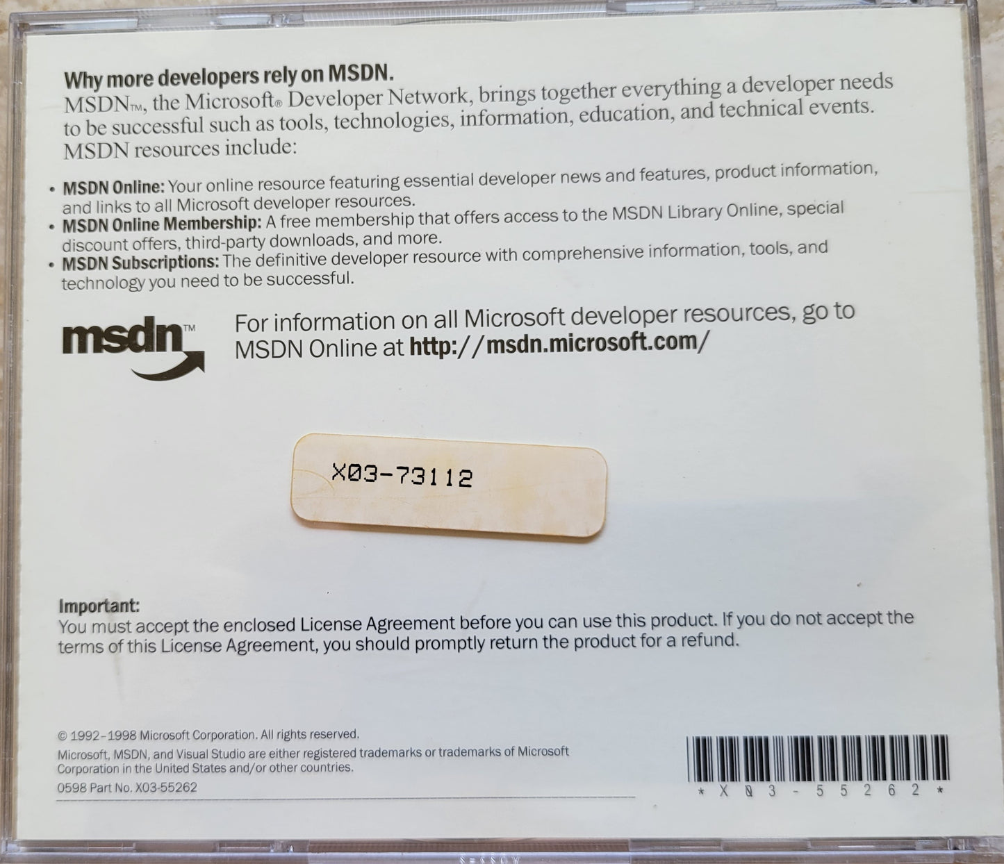 1. Microsoft Visual Studio 6.0 by MSDN Library, 2 CDs, 1998