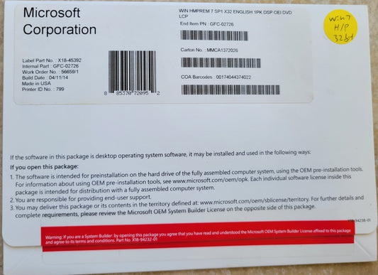 4. Microsoft Windows 7 SP1 X32 Bit, DVD is Sealed