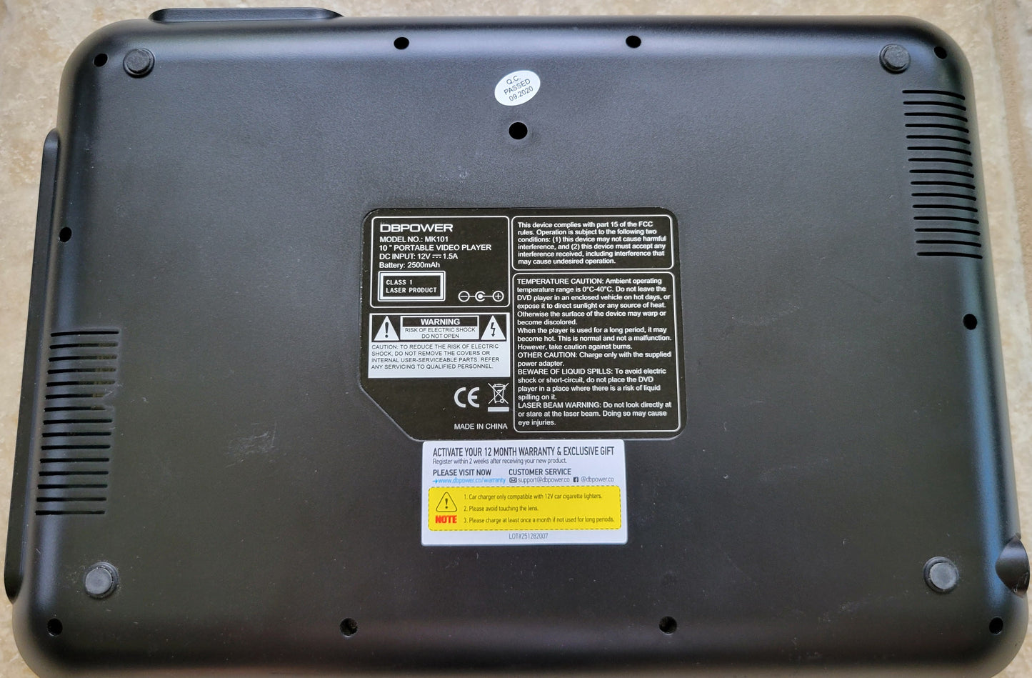 DBPOWER 12" Portable DVD Player, 10" Swivel Display Screen and SD/USB Port