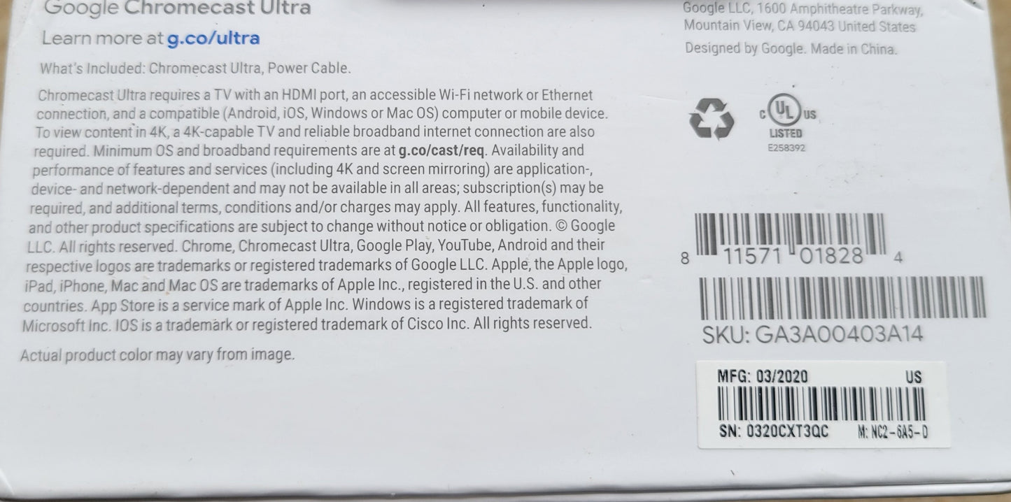 Google Chromecast Ultra