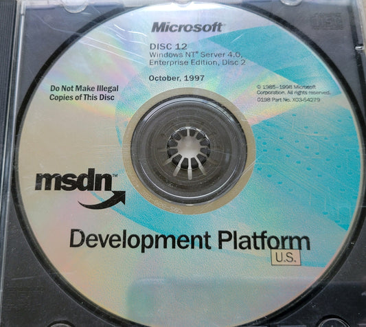 Vintage - Microsoft Windows NT server 4.0 Enterprise Edition - MSDN Development Platform  MSDN Development
