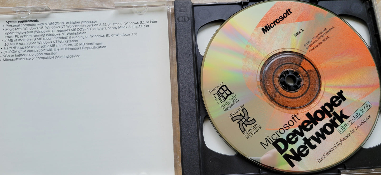 Vintage - Microsoft Developer Network Library, July 1996, 2 CDs