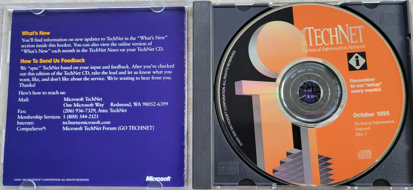 Vintage - Microsoft TechNet, Technical Information Network, 2 CDs, 1995