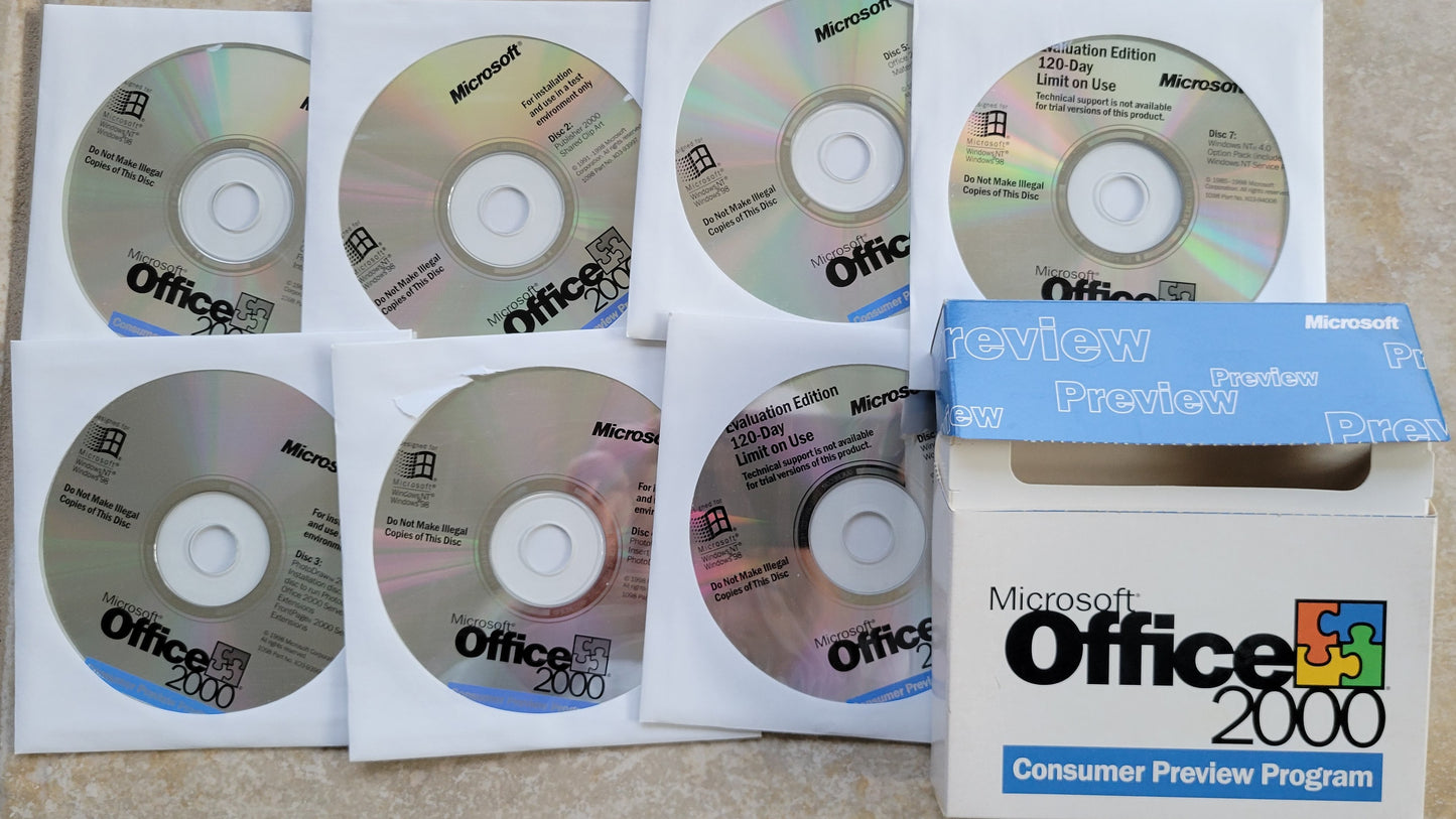 Microsoft Office 2000 Consumer Preview Program, 7 CDs